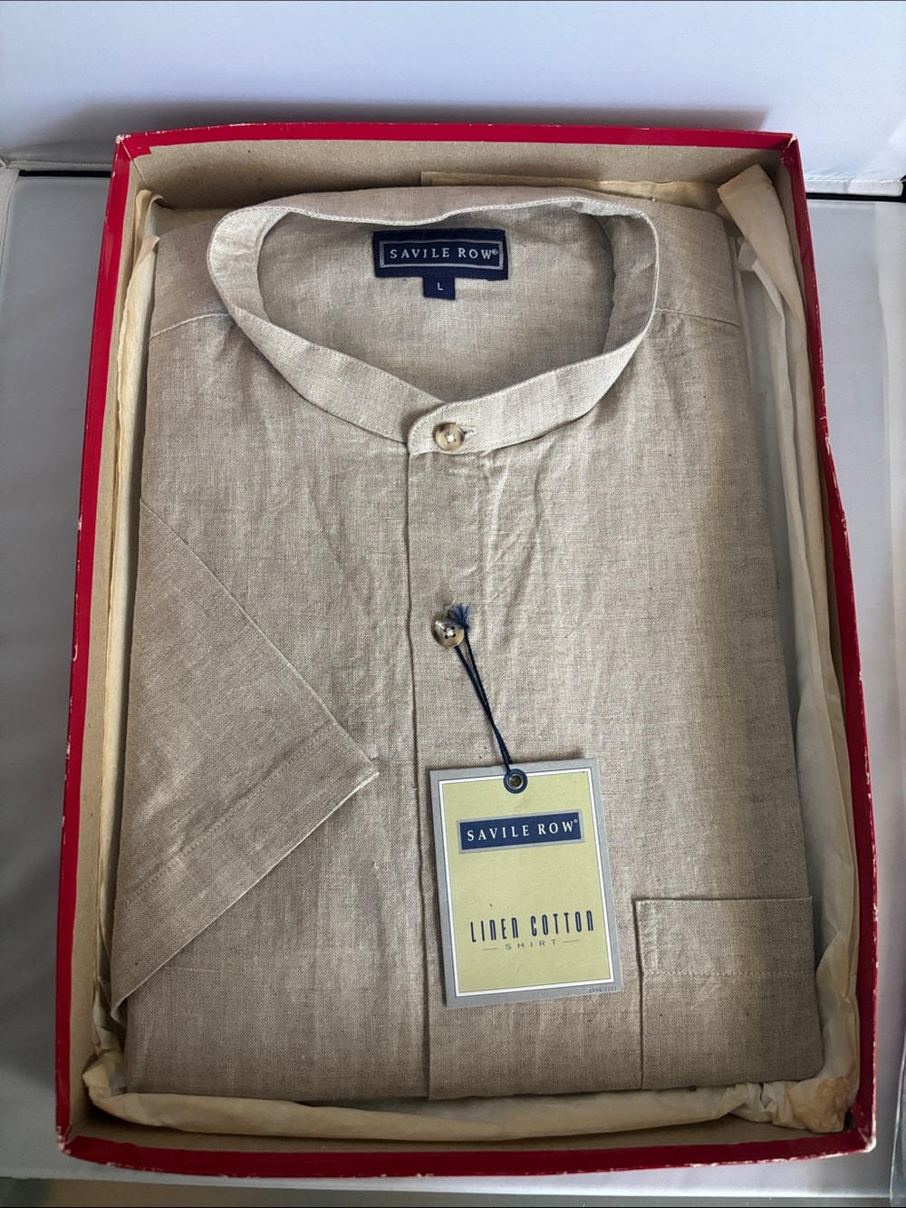 Men's Linen Cotton Shirt - Beige